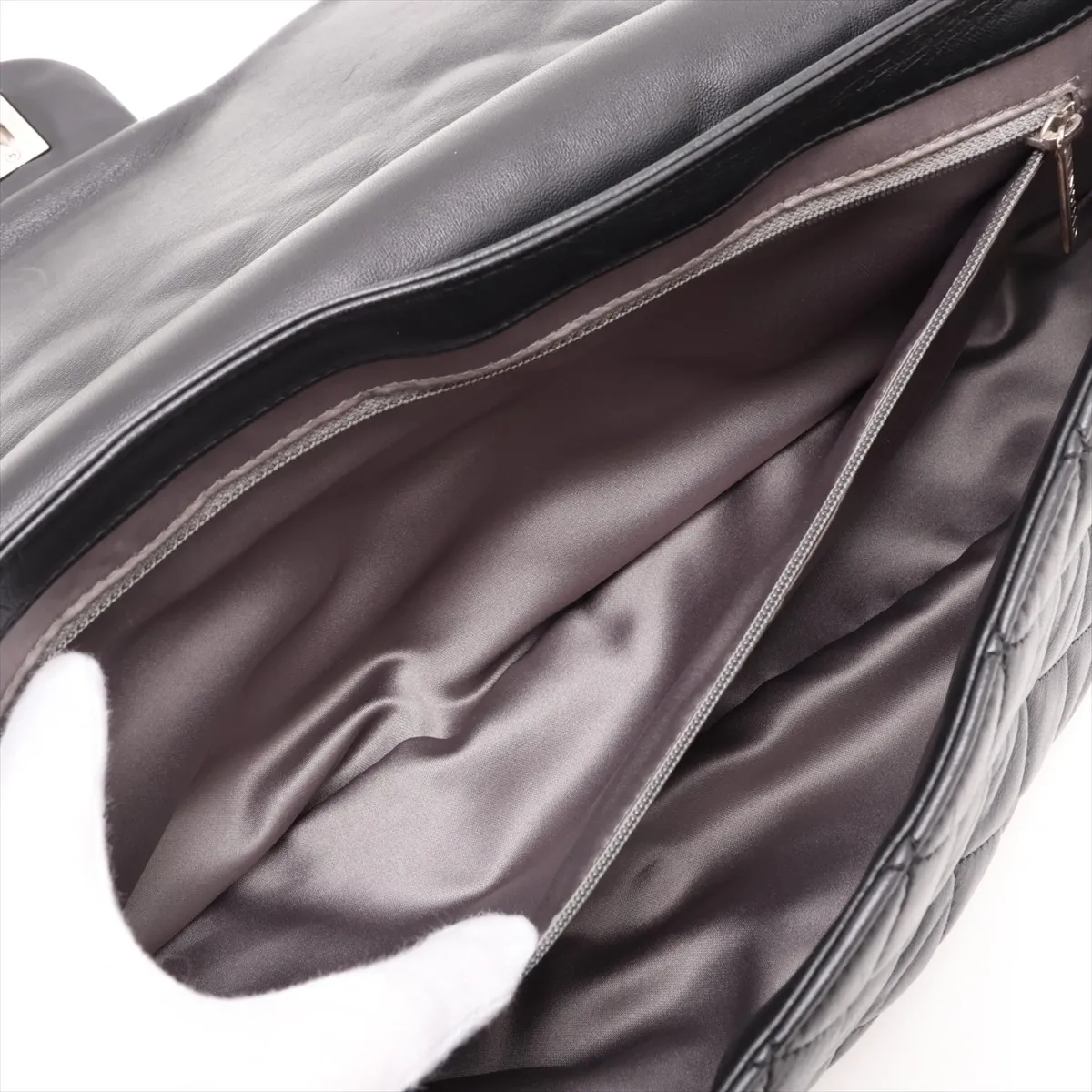 Matelassé Lambskin Chain Shoulder Bag, Black with Silver Hardware, Item No. 13641194 (Serial No. 13) — view 8