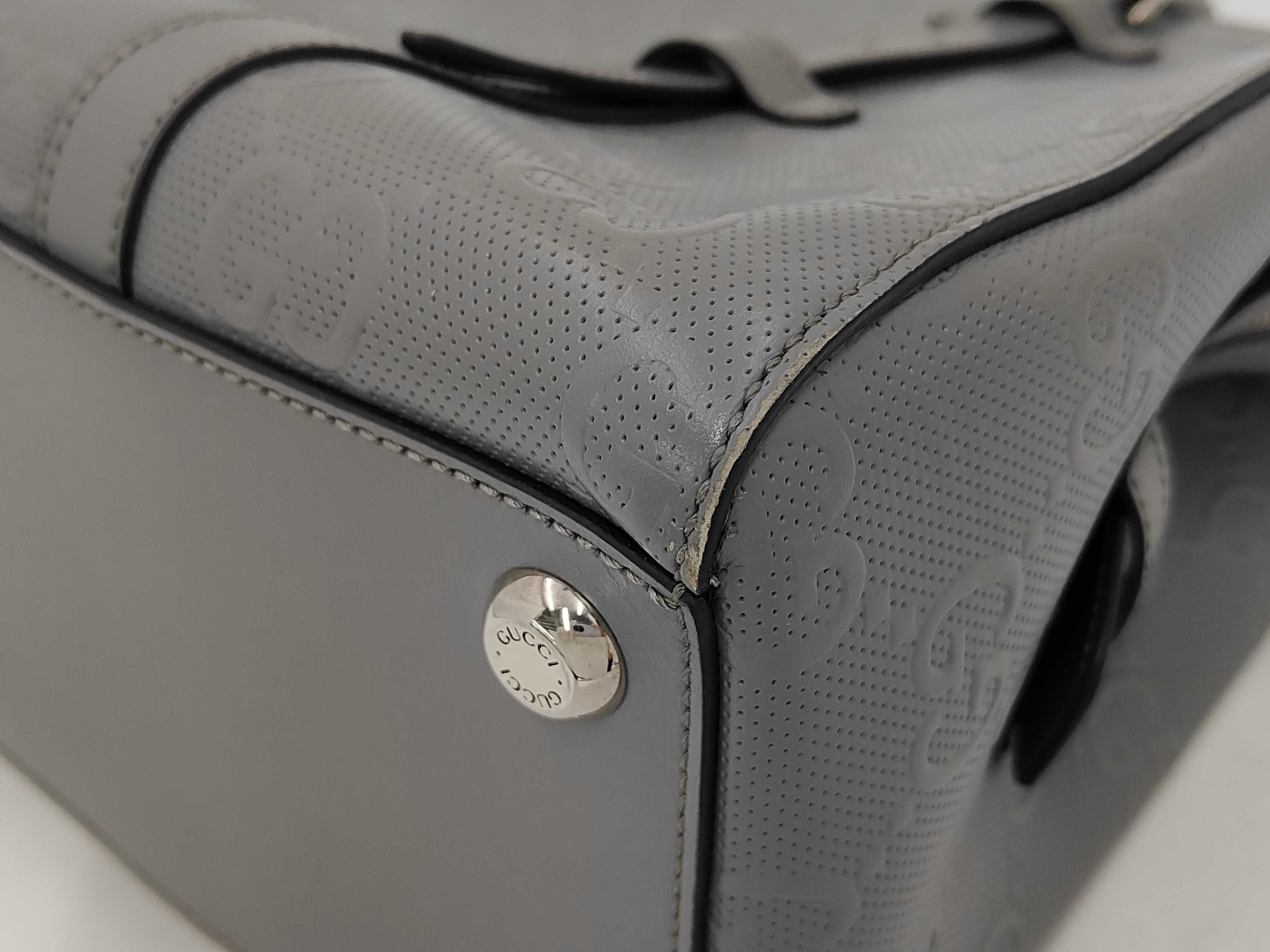 GG Embossed Perforated Tote Bag 625774 Gray Tote Bag — view 7
