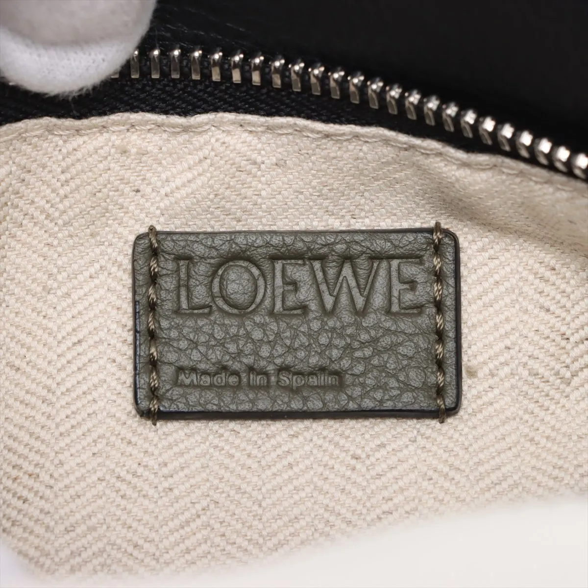 Puzzle Bag Small Leather 2WAY Handbag Khaki x White x Black — view 11