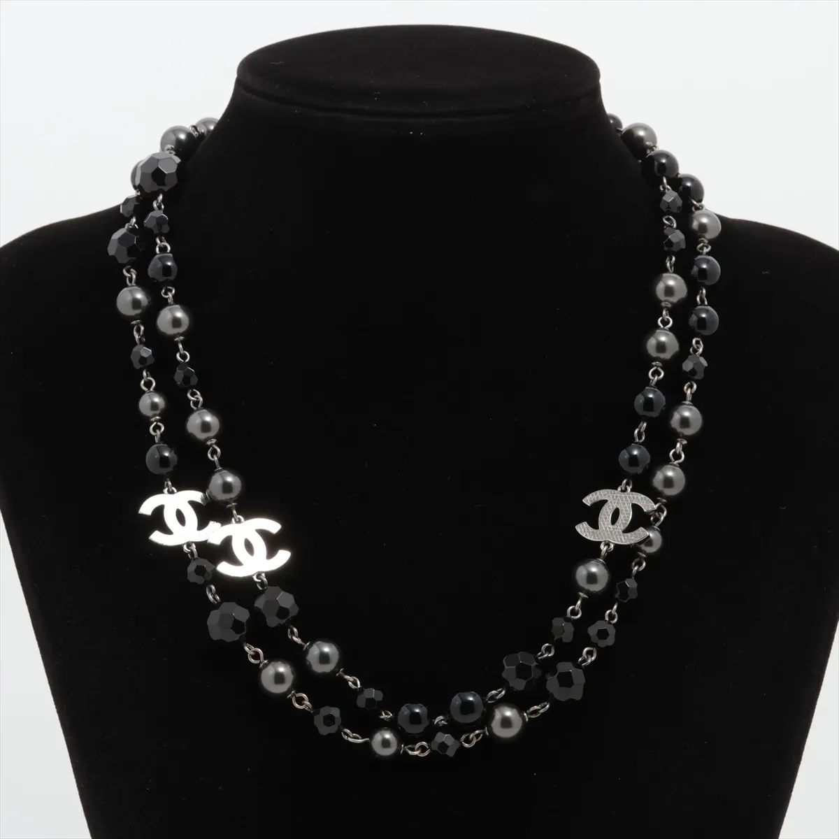 Cocomark A11V Necklace Metal x Fake Pearl Black x Silver — view 6