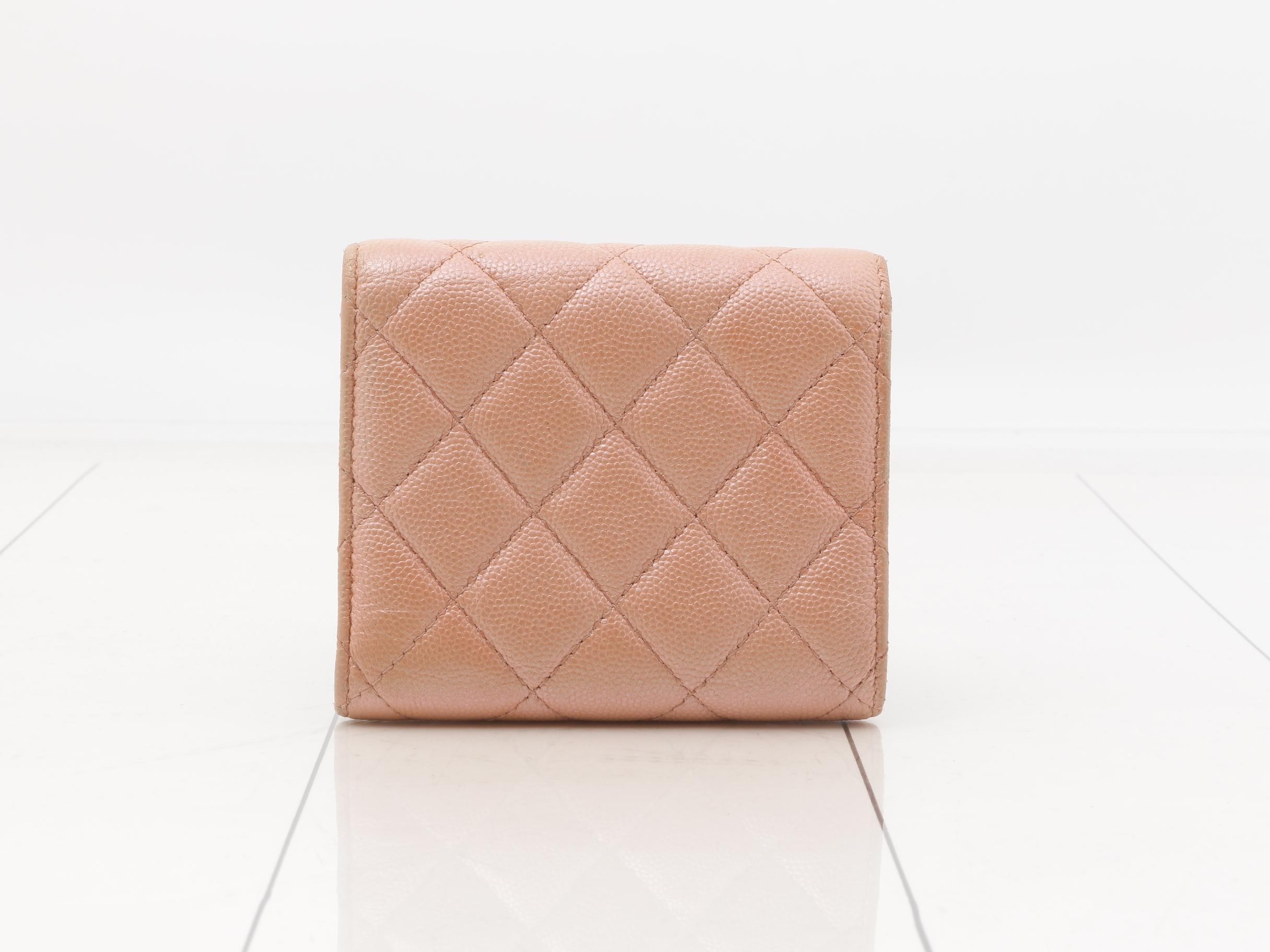 Matelassé Coco Mark Caviar Skin Tri-fold Wallet — view 2