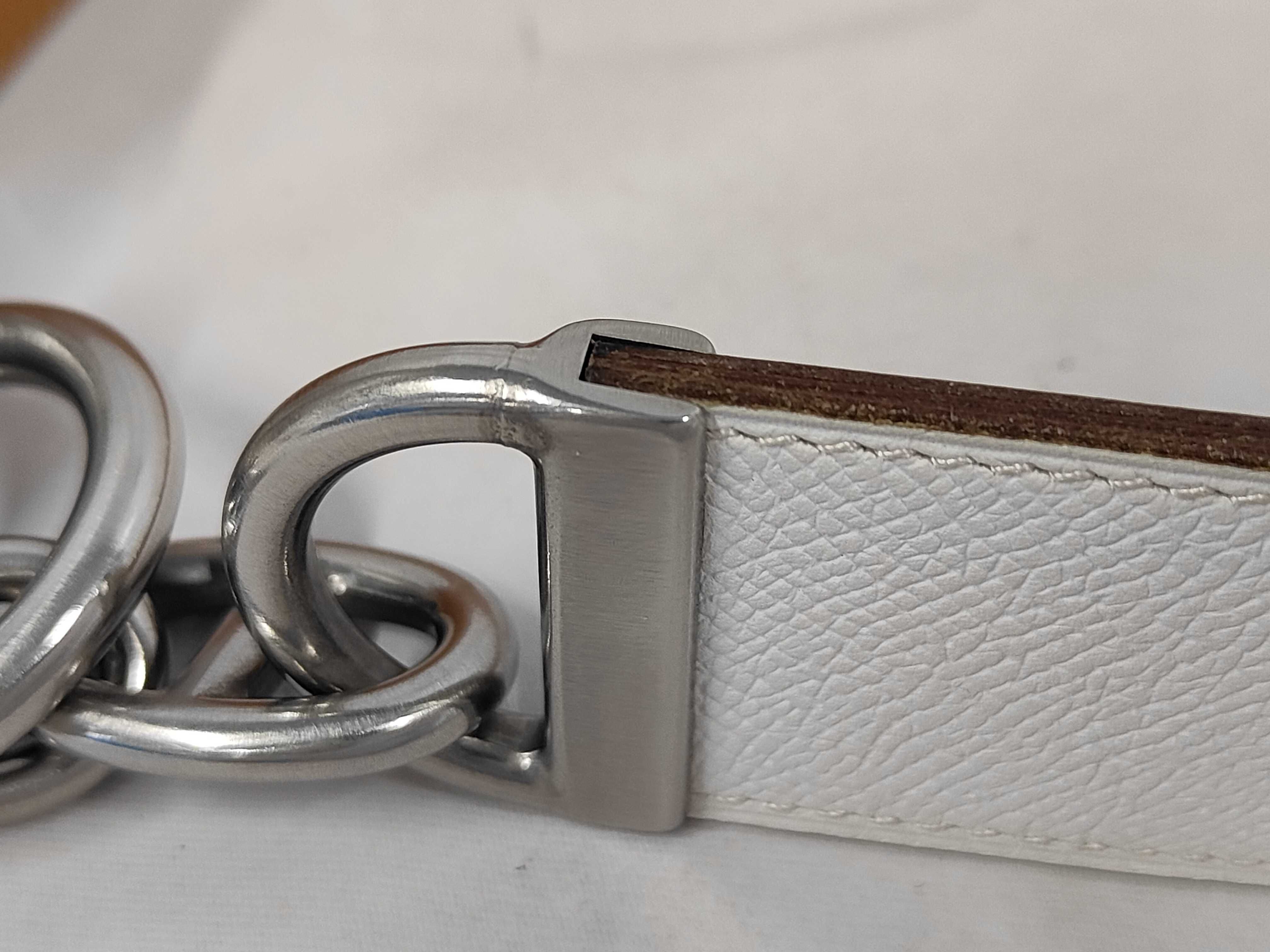 Chaine d'Ancre Belt #80 Leather White x Beige Silver Hardware K Stamp Belt — view 3