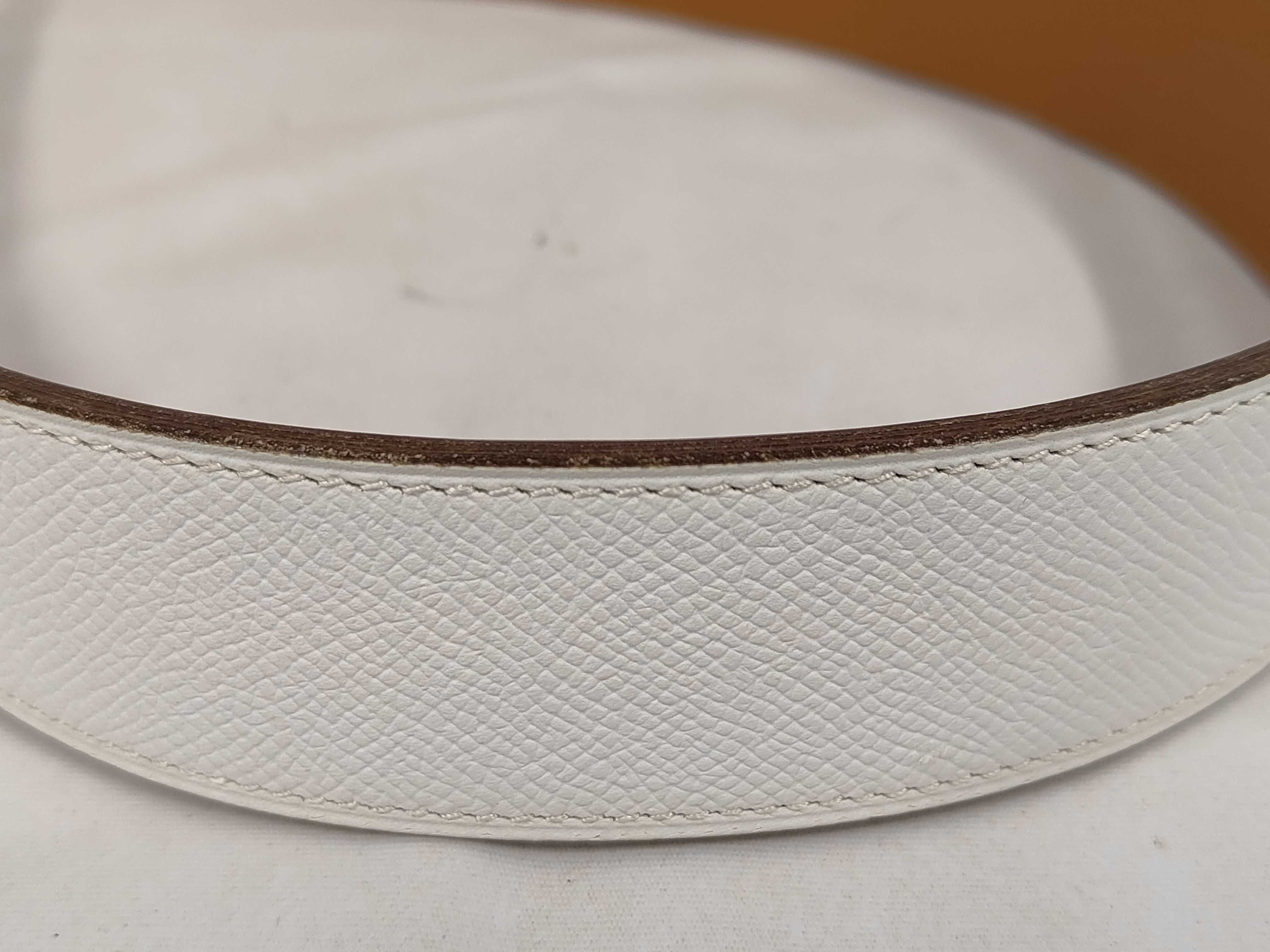 Chaine d'Ancre Belt #80 Leather White x Beige Silver Hardware K Stamp Belt — view 4