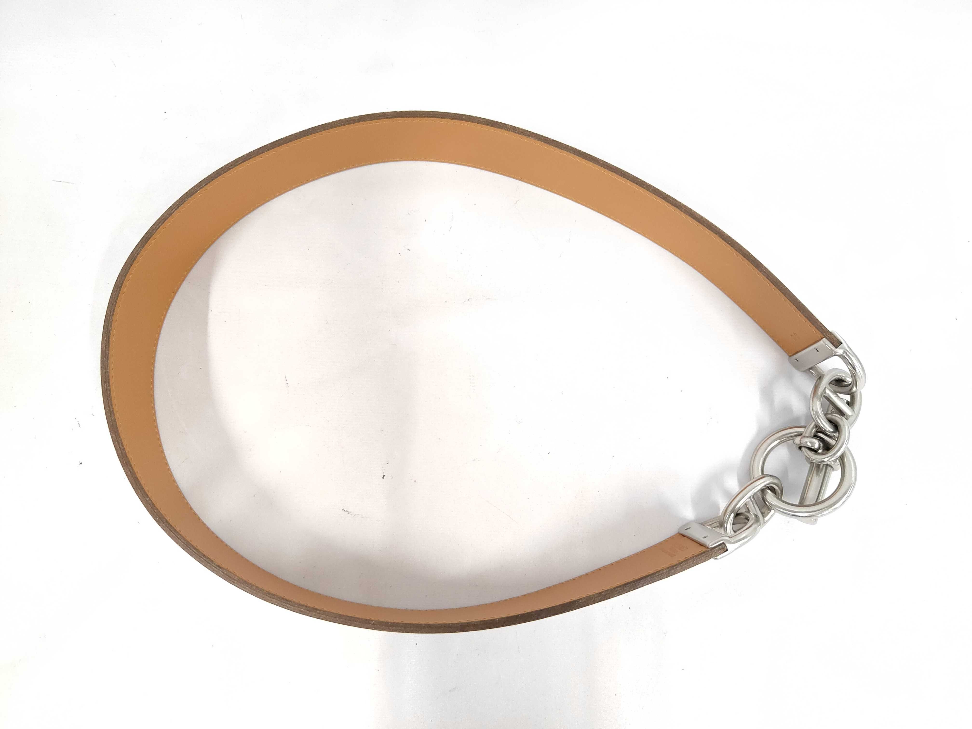 Chaine d'Ancre Belt #80 Leather White x Beige Silver Hardware K Stamp Belt — view 8
