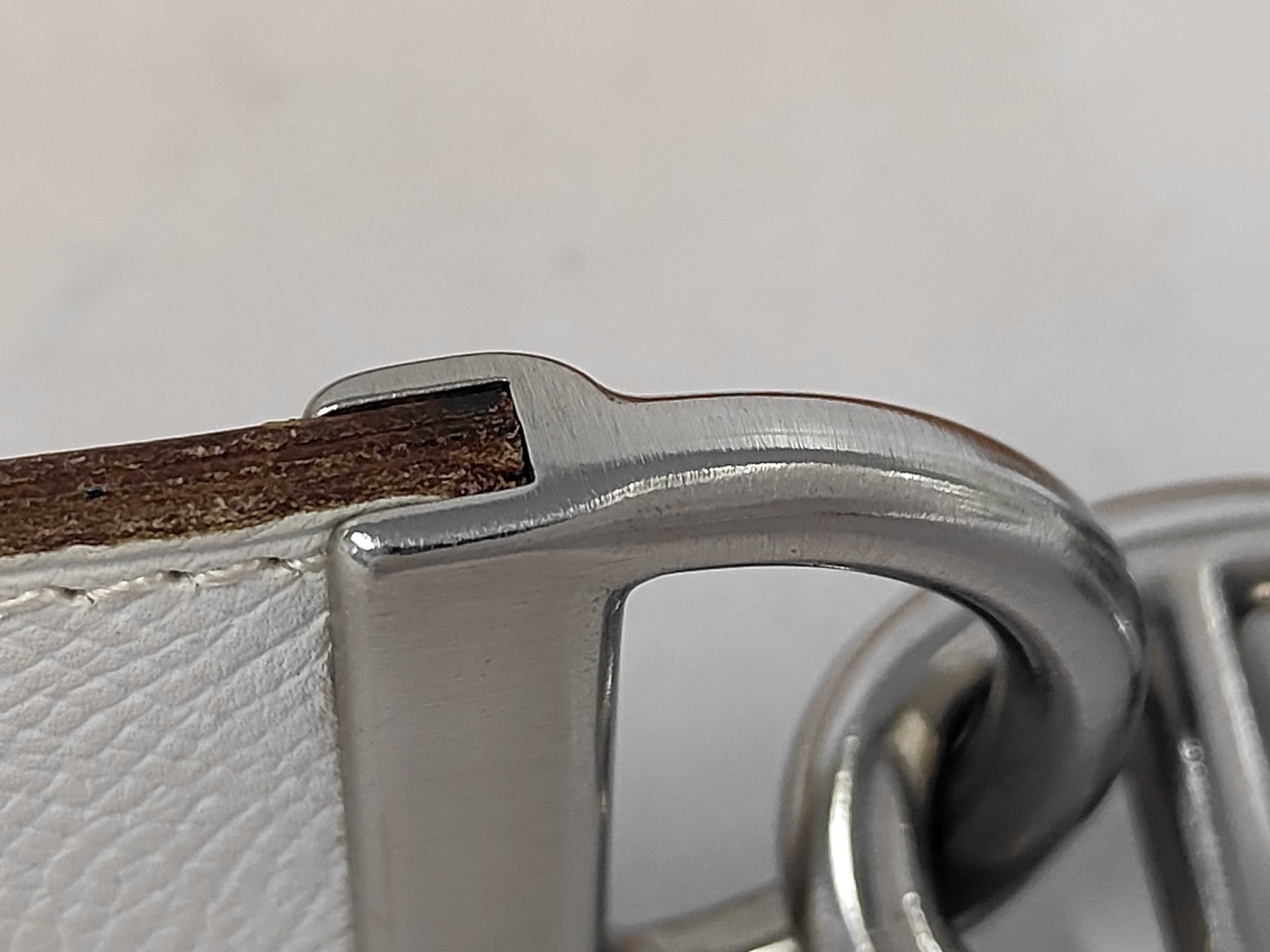 Chaine d'Ancre Belt #80 Leather White x Beige Silver Hardware K Stamp Belt — view 9