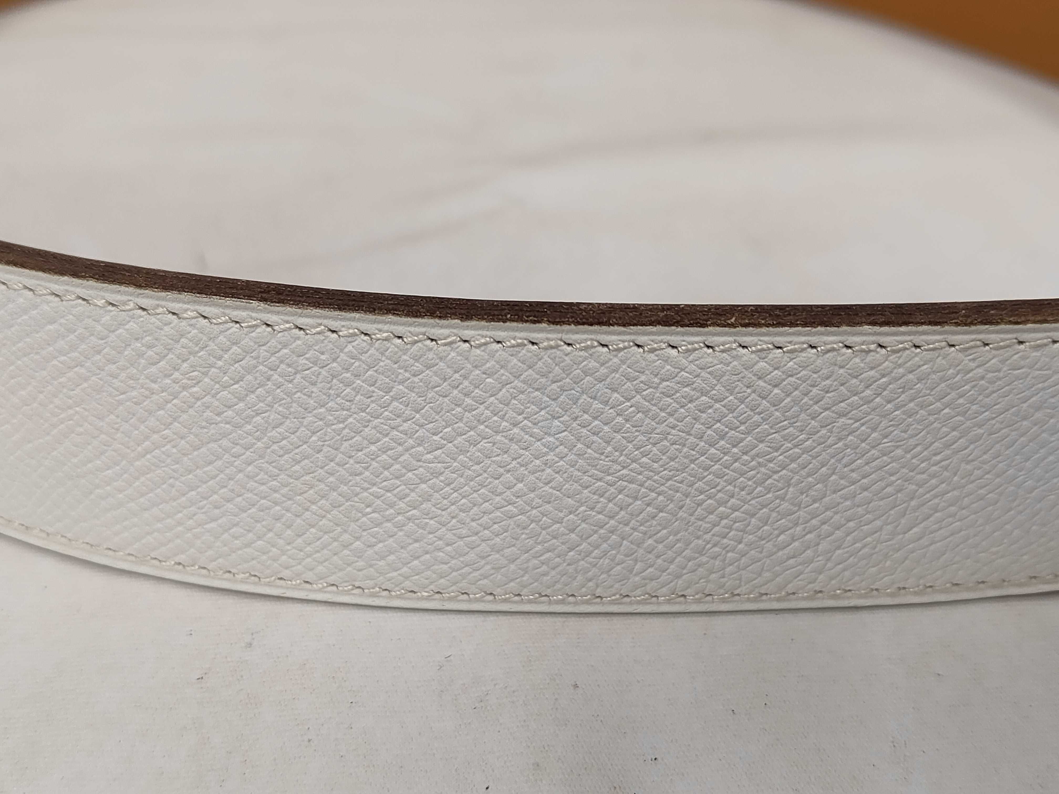 Chaine d'Ancre Belt #80 Leather White x Beige Silver Hardware K Stamp Belt — view 10