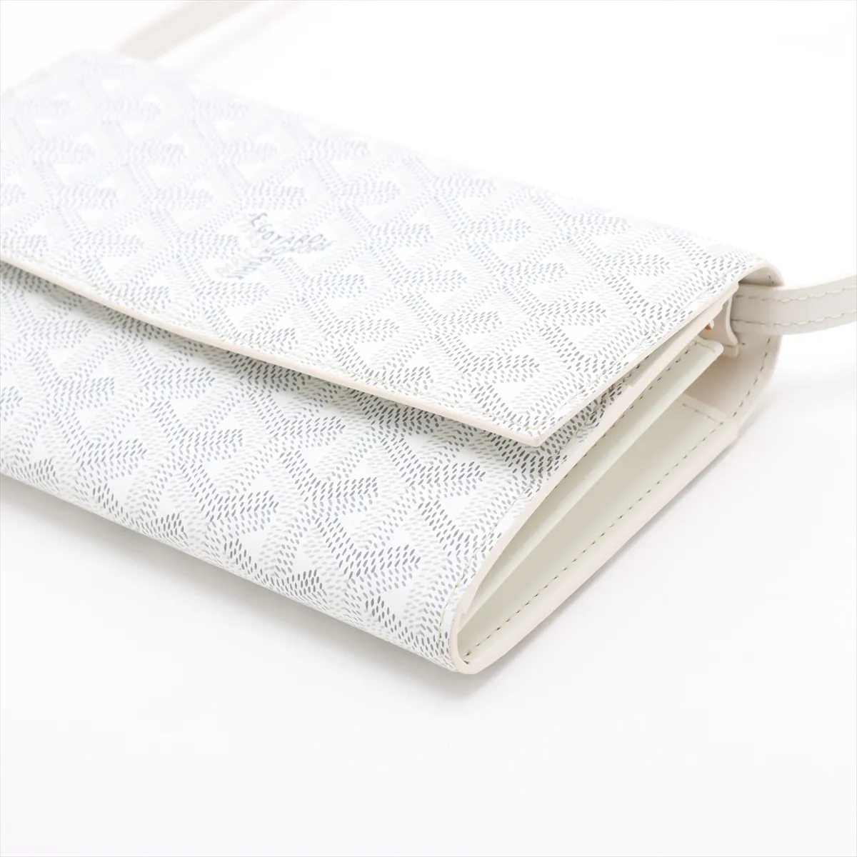 Varenne PVC x Leather Shoulder Wallet, White — view 3