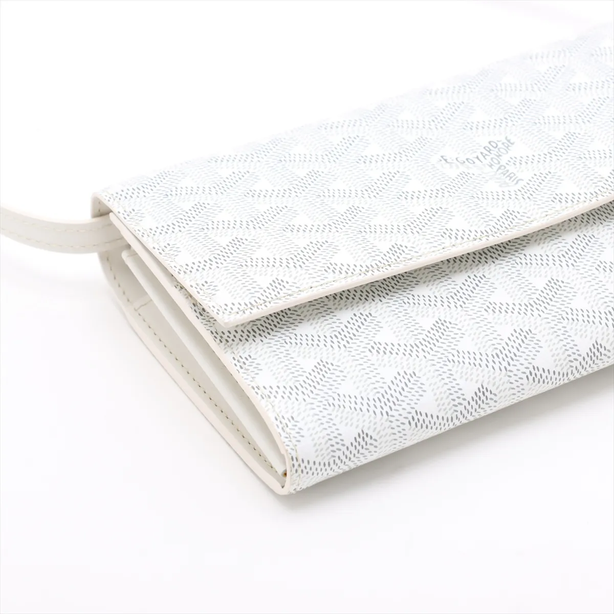 Varenne PVC x Leather Shoulder Wallet, White — view 4