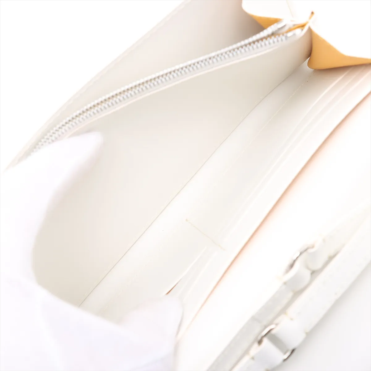 Varenne PVC x Leather Shoulder Wallet, White — view 6