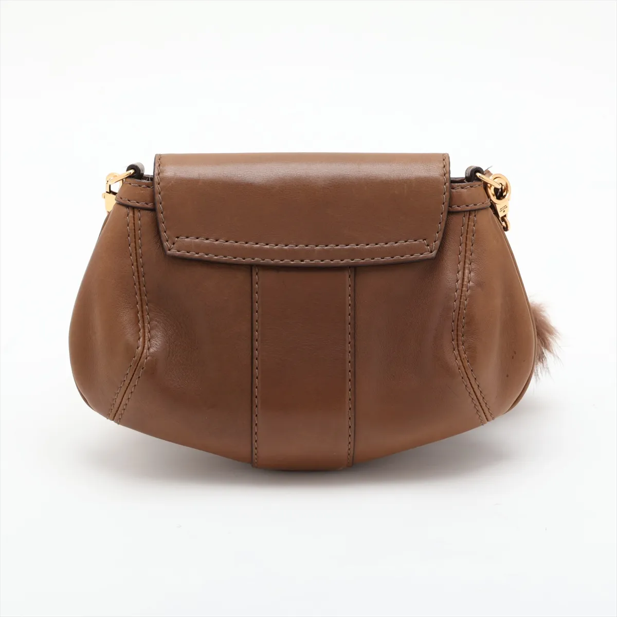 Bamboo Crest 269927 Leather Chain Shoulder Bag, Brown — view 2
