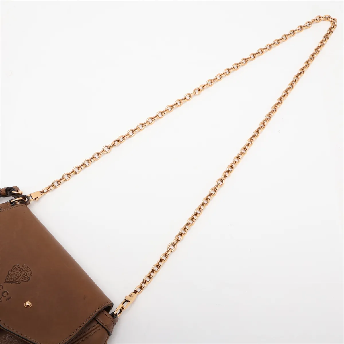 Bamboo Crest 269927 Leather Chain Shoulder Bag, Brown — view 5