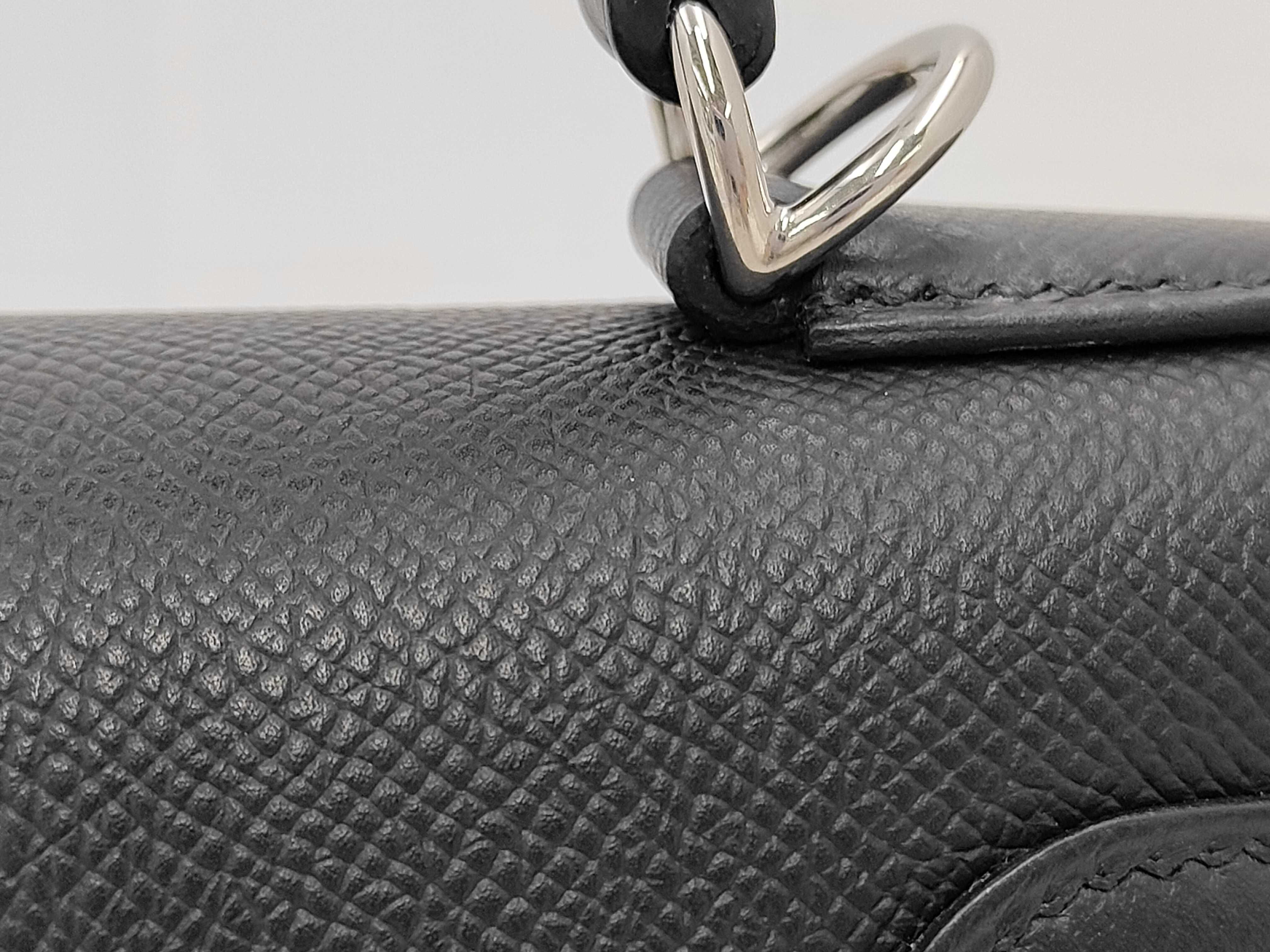Kelly 28 Black Epsom Leather Shoulder Bag with Silver Hardware (W Stamp) — view 3