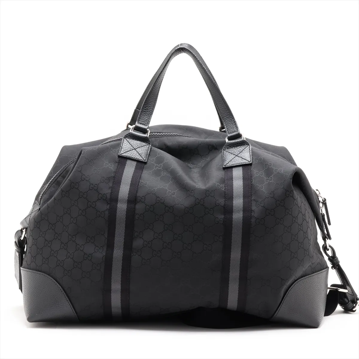 GG Nylon x Leather 2-Way Boston Bag Black 449180 Outlet — view 2