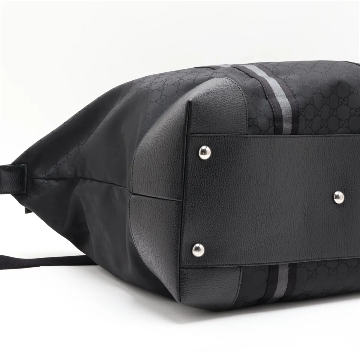 GG Nylon x Leather 2-Way Boston Bag Black 449180 Outlet — view 4