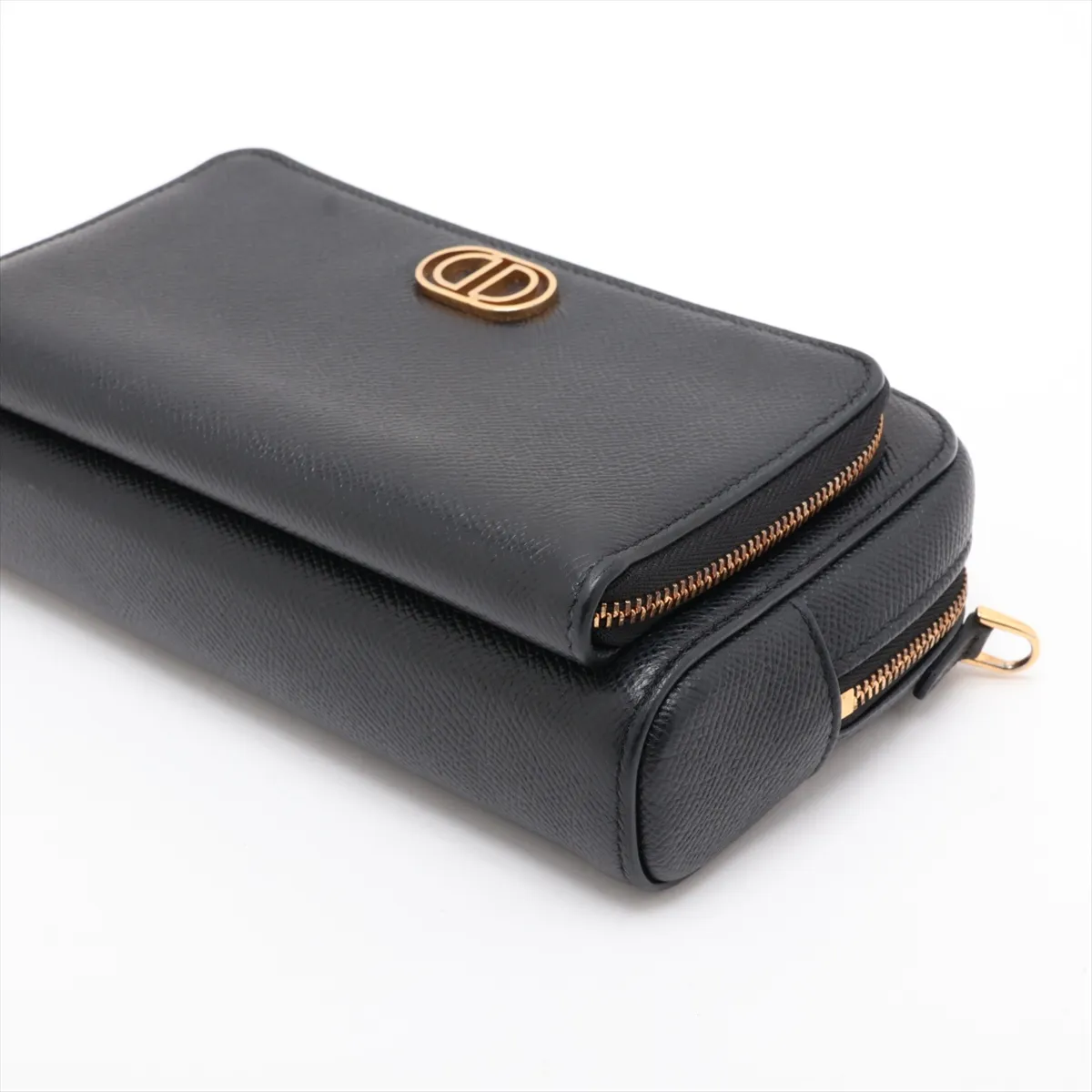 Calo Double Pouch Leather Shoulder Bag Black — view 3