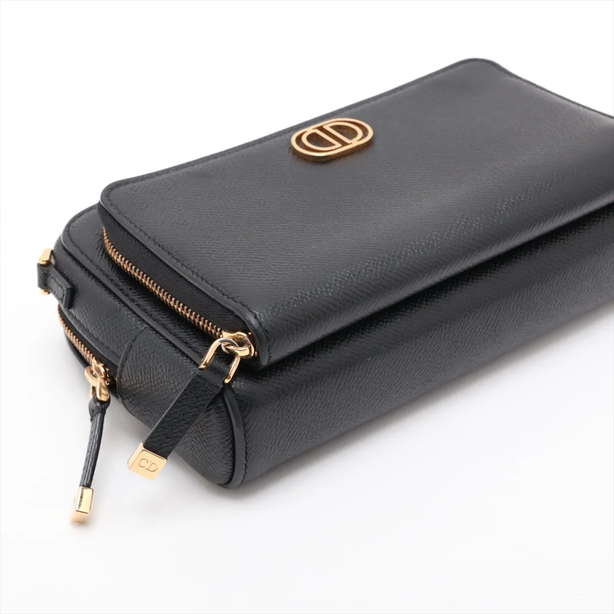 Calo Double Pouch Leather Shoulder Bag Black — view 4