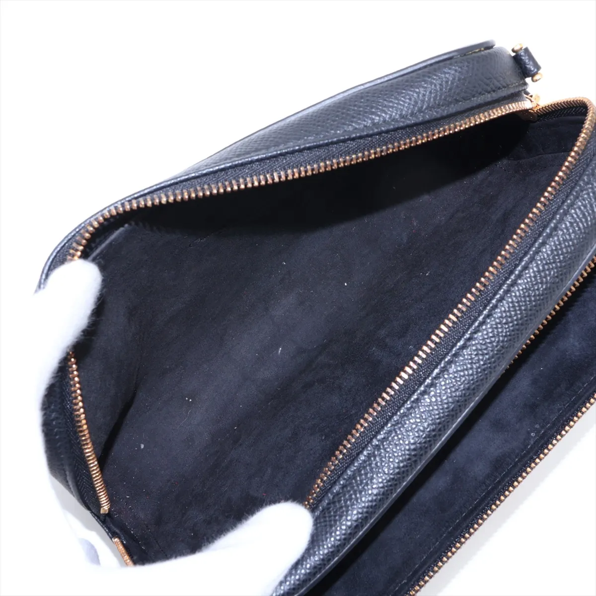 Calo Double Pouch Leather Shoulder Bag Black — view 6