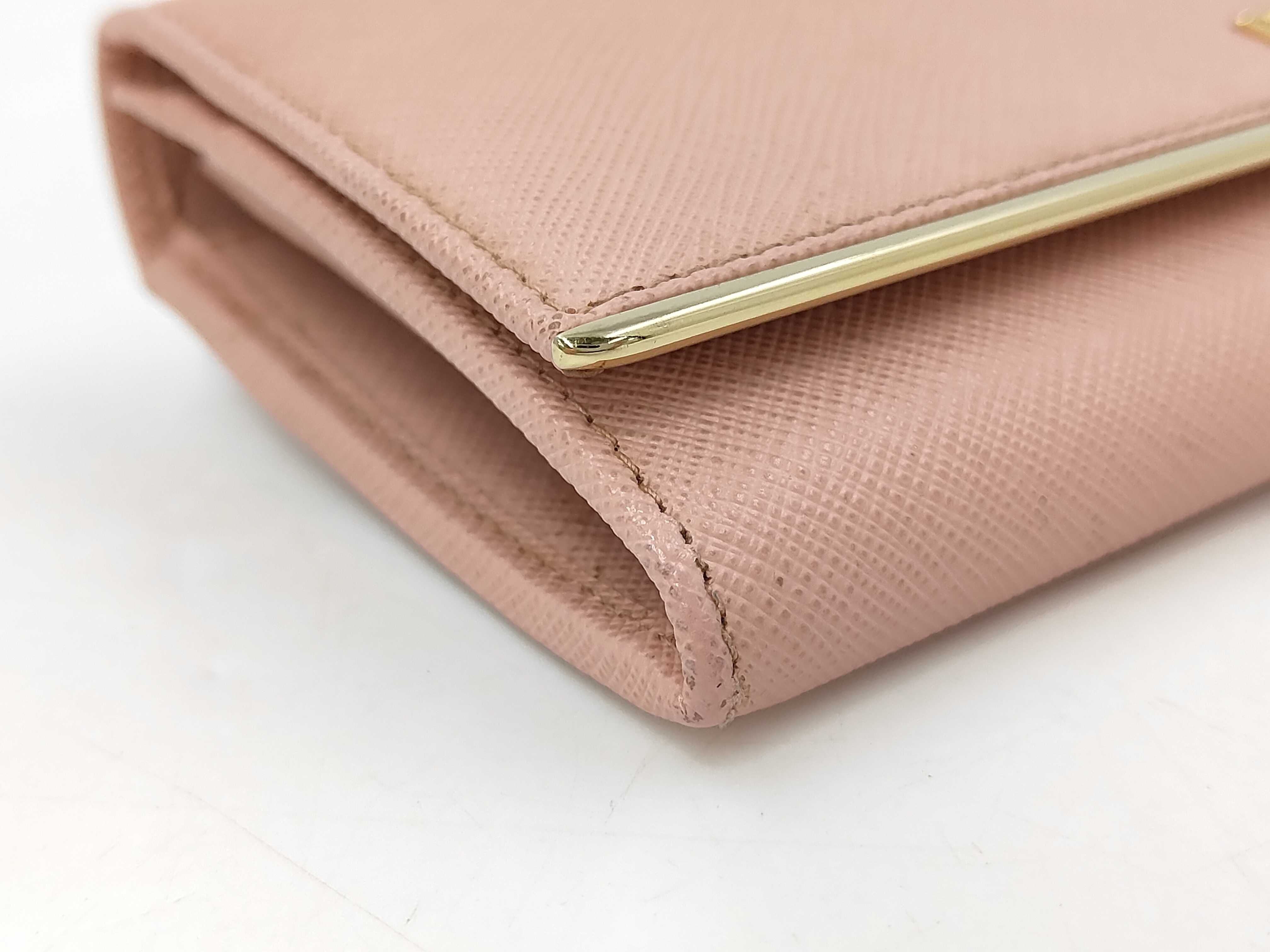 Saffiano Leather Long Wallet Pink — view 4