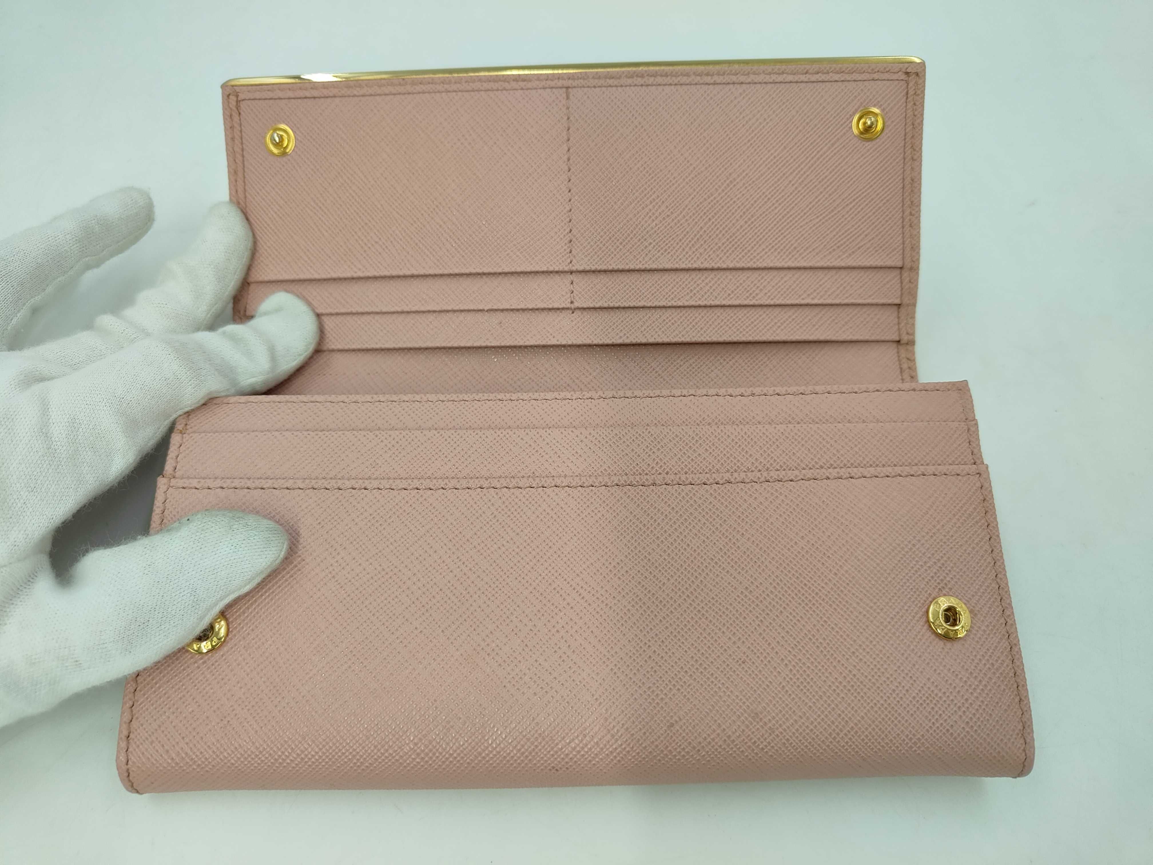Saffiano Leather Long Wallet Pink — view 9