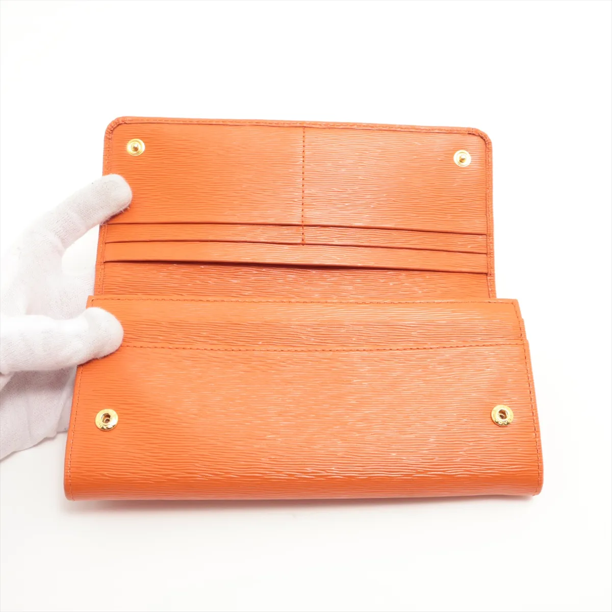 Vitello Move 1MH132 Leather Long Wallet Orange — view 3