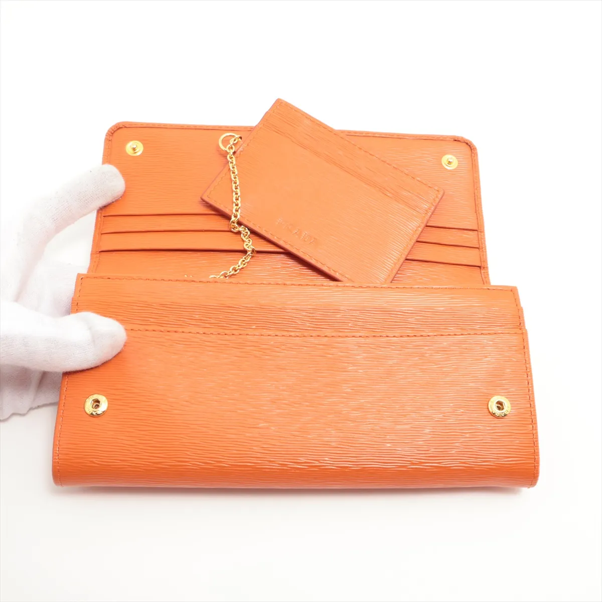 Vitello Move 1MH132 Leather Long Wallet Orange — view 4