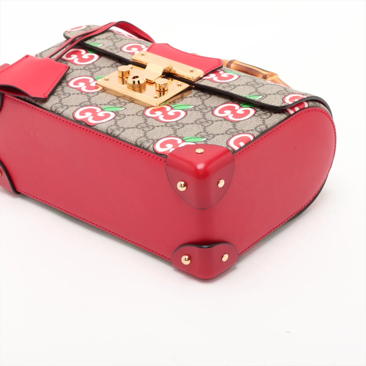 GG Apple Bamboo 603221 PVC x Leather 2-Way Handbag Beige x Red — view 3