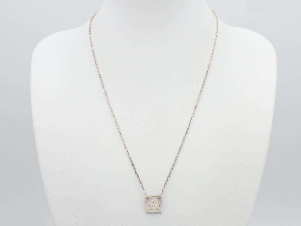 Ag925 Square Plate Necklace, 6.0g, Chain approx. 46cm — view 3