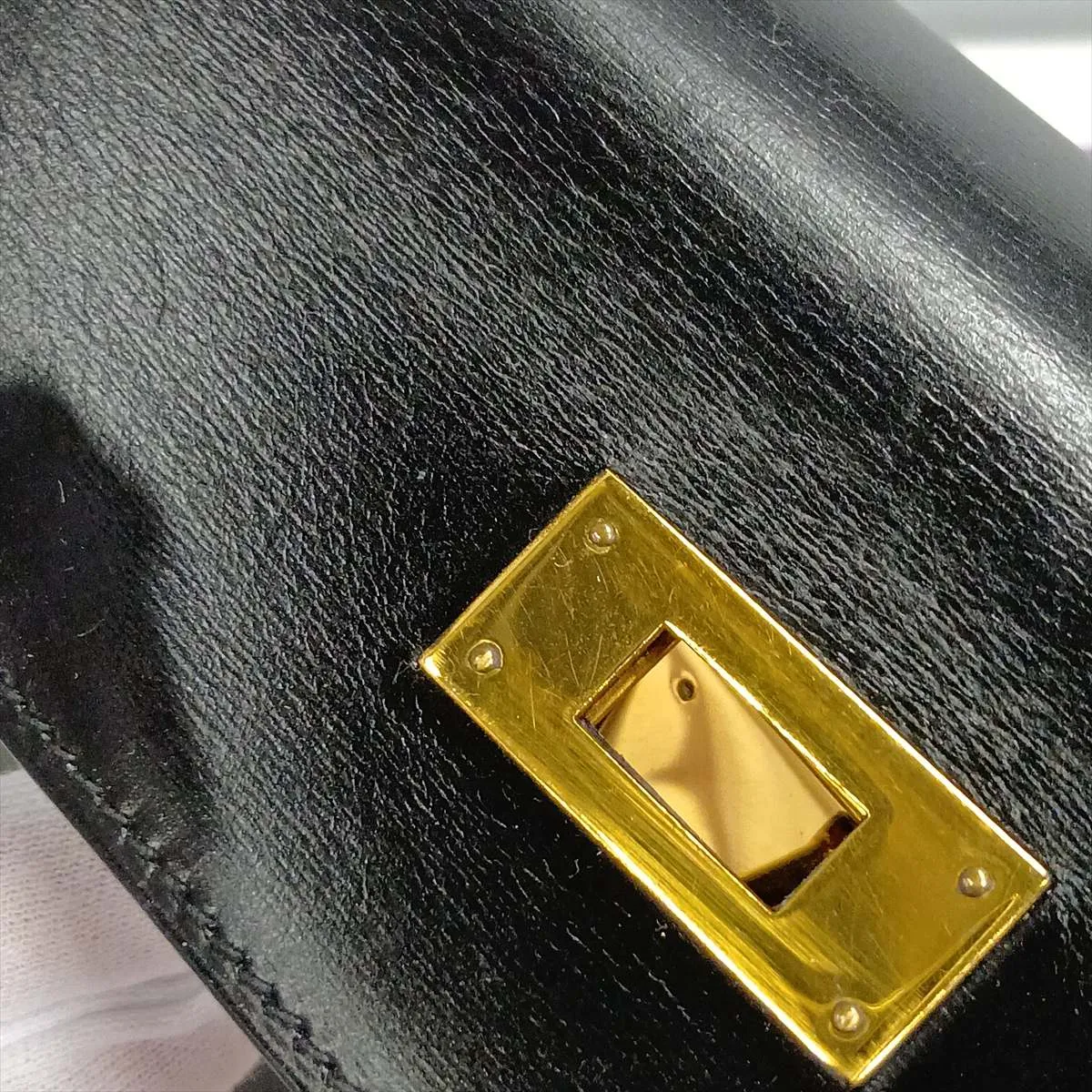 [Individually packaged] Hermes Kelly 28 Sellier Box Calf Black Gold Hardware Q: 1987 — view 14