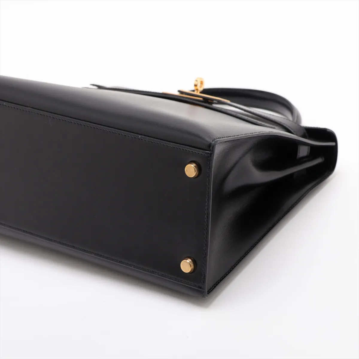 [Individually packaged] Hermes Kelly 28 Sellier Box Calf Black Gold Hardware Q: 1987 — view 3