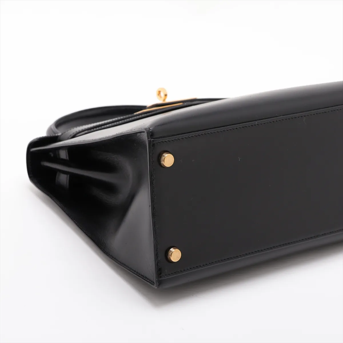 [Individually packaged] Hermes Kelly 28 Sellier Box Calf Black Gold Hardware Q: 1987 — view 4