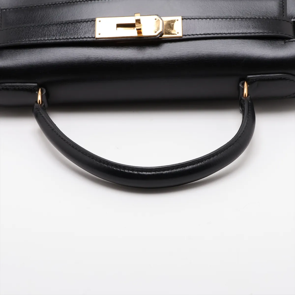 [Individually packaged] Hermes Kelly 28 Sellier Box Calf Black Gold Hardware Q: 1987 — view 5