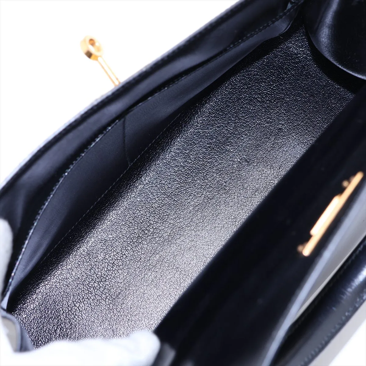 [Individually packaged] Hermes Kelly 28 Sellier Box Calf Black Gold Hardware Q: 1987 — view 8