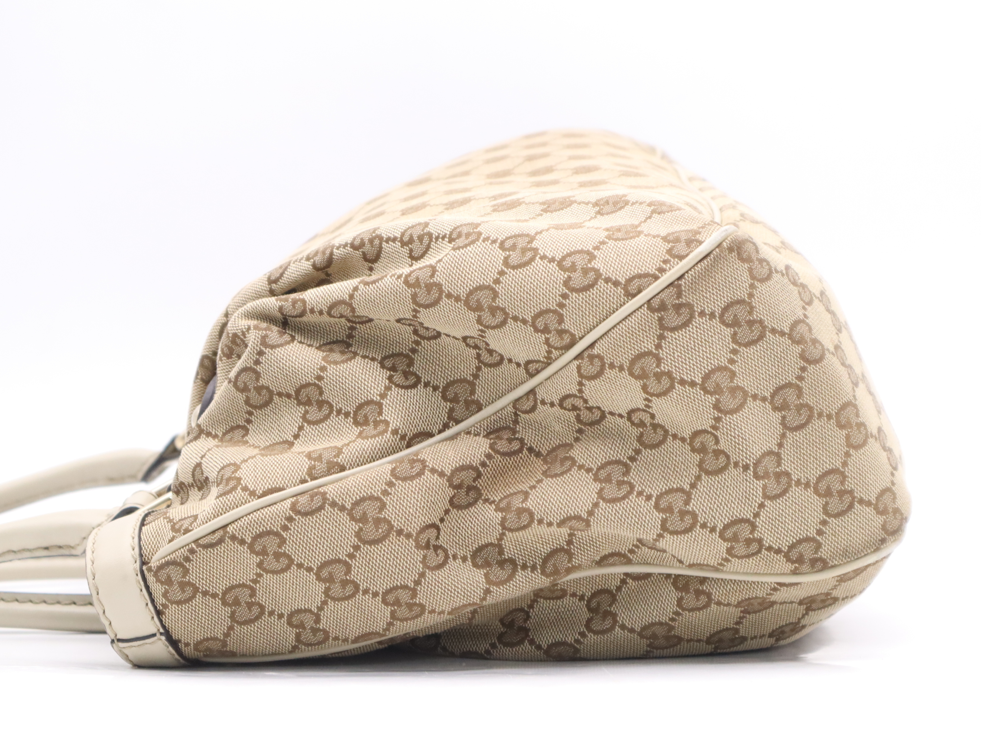 296835 Canvas x Leather GG Canvas Sukey Tote Bag Beige Gold Hardware with Charm — view 3
