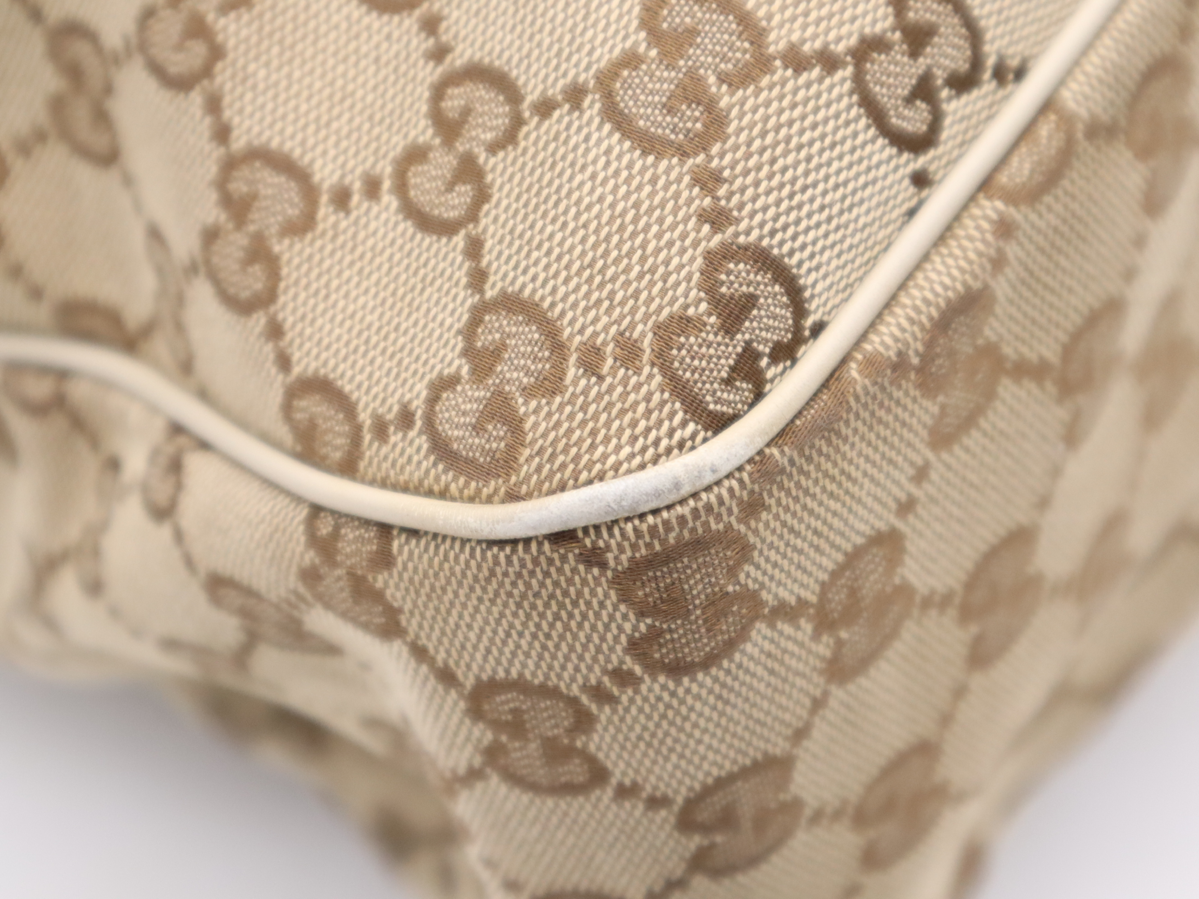 296835 Canvas x Leather GG Canvas Sukey Tote Bag Beige Gold Hardware with Charm — view 10