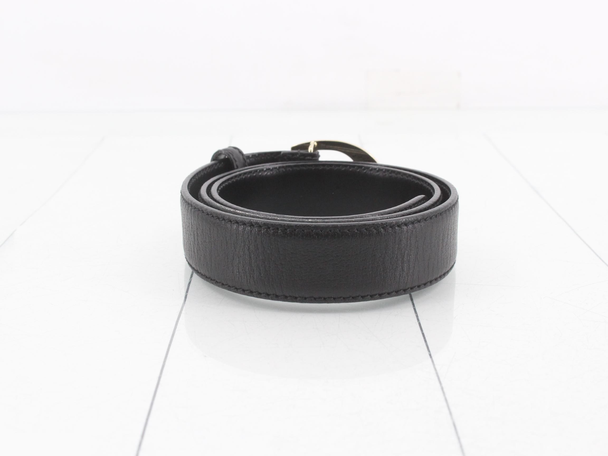 Men's belt, black, gold hardware. — view 2