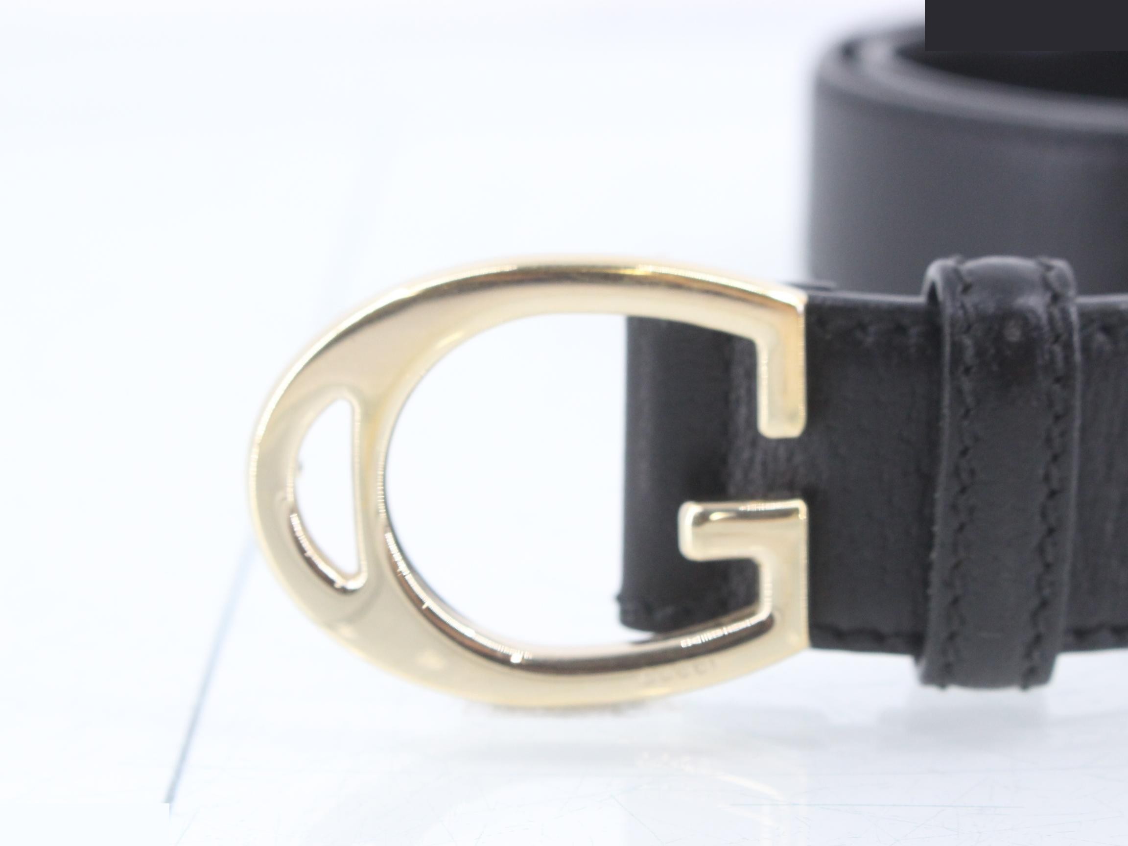 Men's belt, black, gold hardware. — view 3