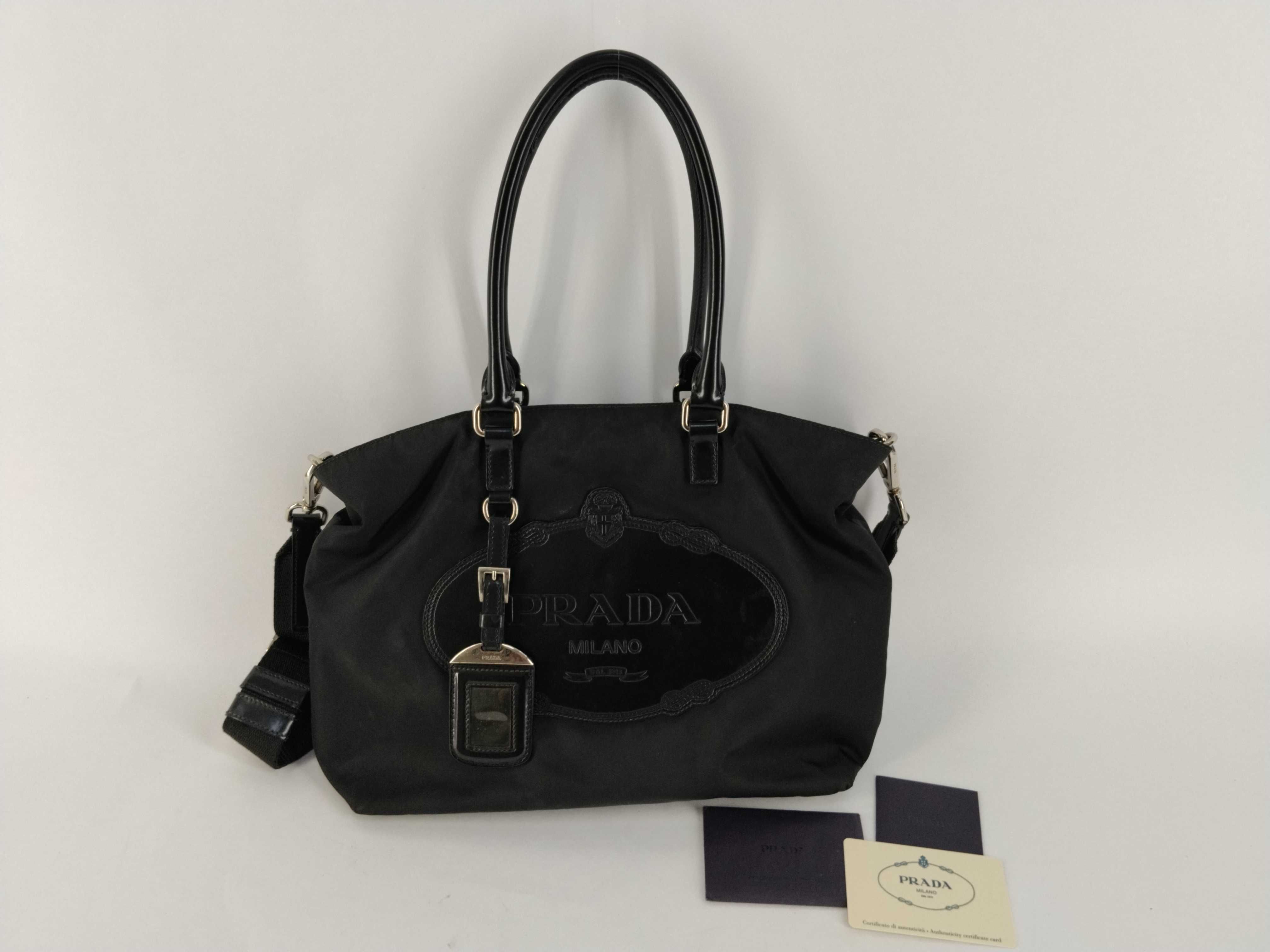 Nylon Leather 2-way Handbag Tote Shoulder Handbag