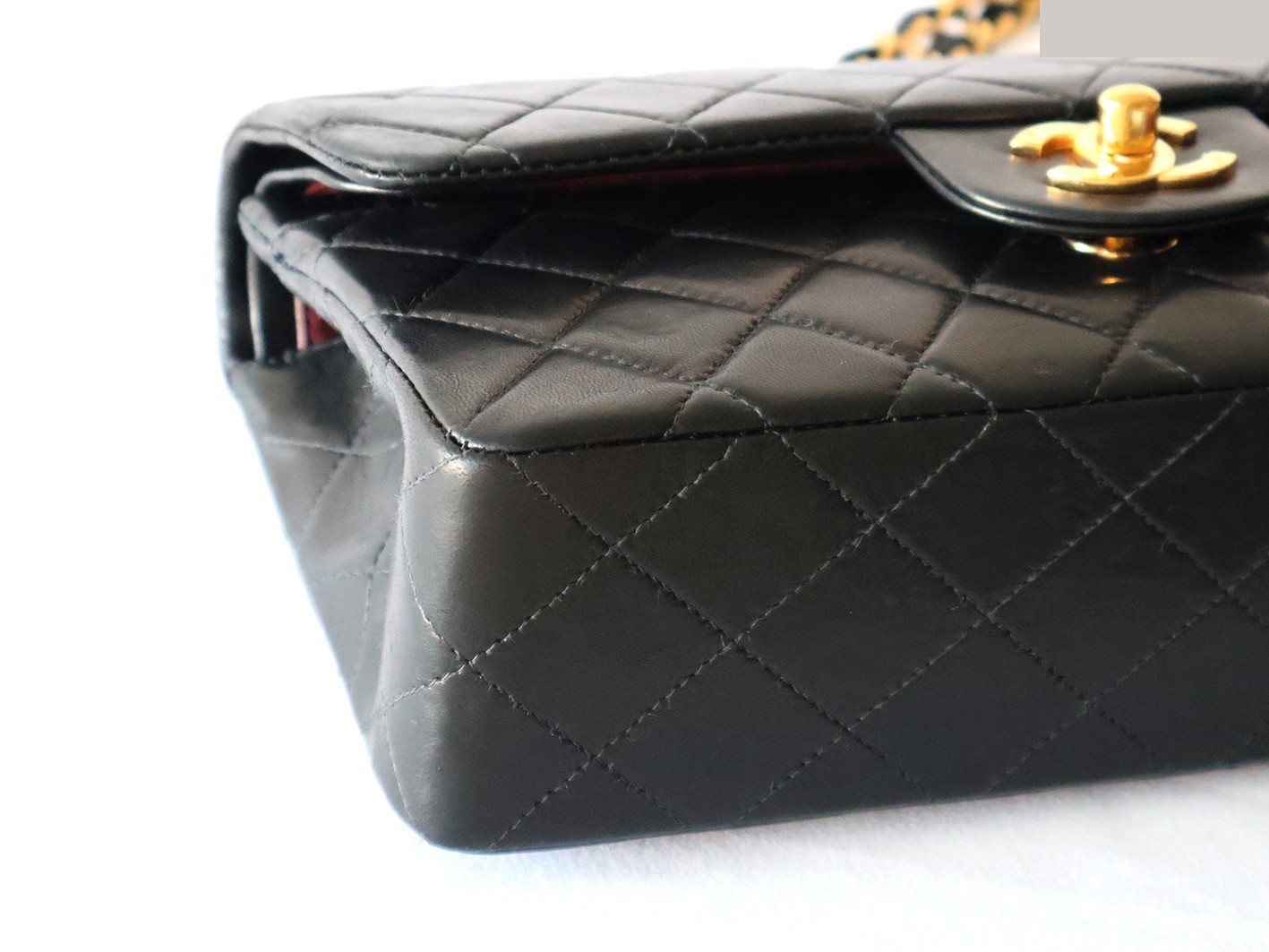 Matelassé 23 Lambskin Double Flap Double Chain Shoulder Bag, Black — view 3