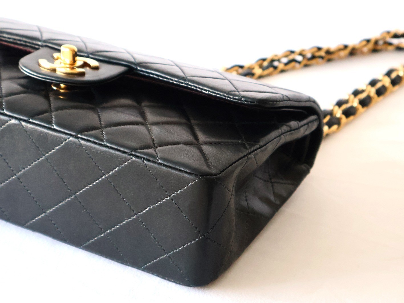 Matelassé 23 Lambskin Double Flap Double Chain Shoulder Bag, Black — view 4
