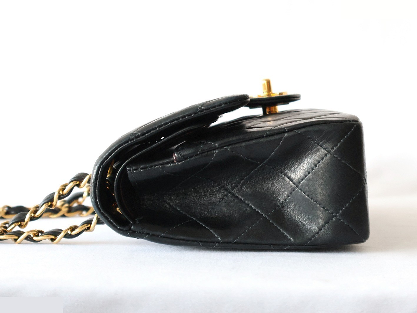 Matelassé 23 Lambskin Double Flap Double Chain Shoulder Bag, Black — view 6