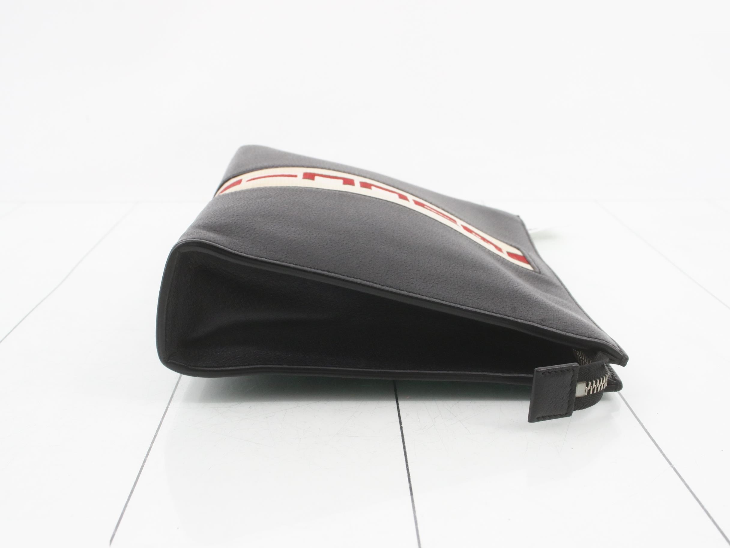 475316 Logo Clutch Bag, Leather, Black — view 3