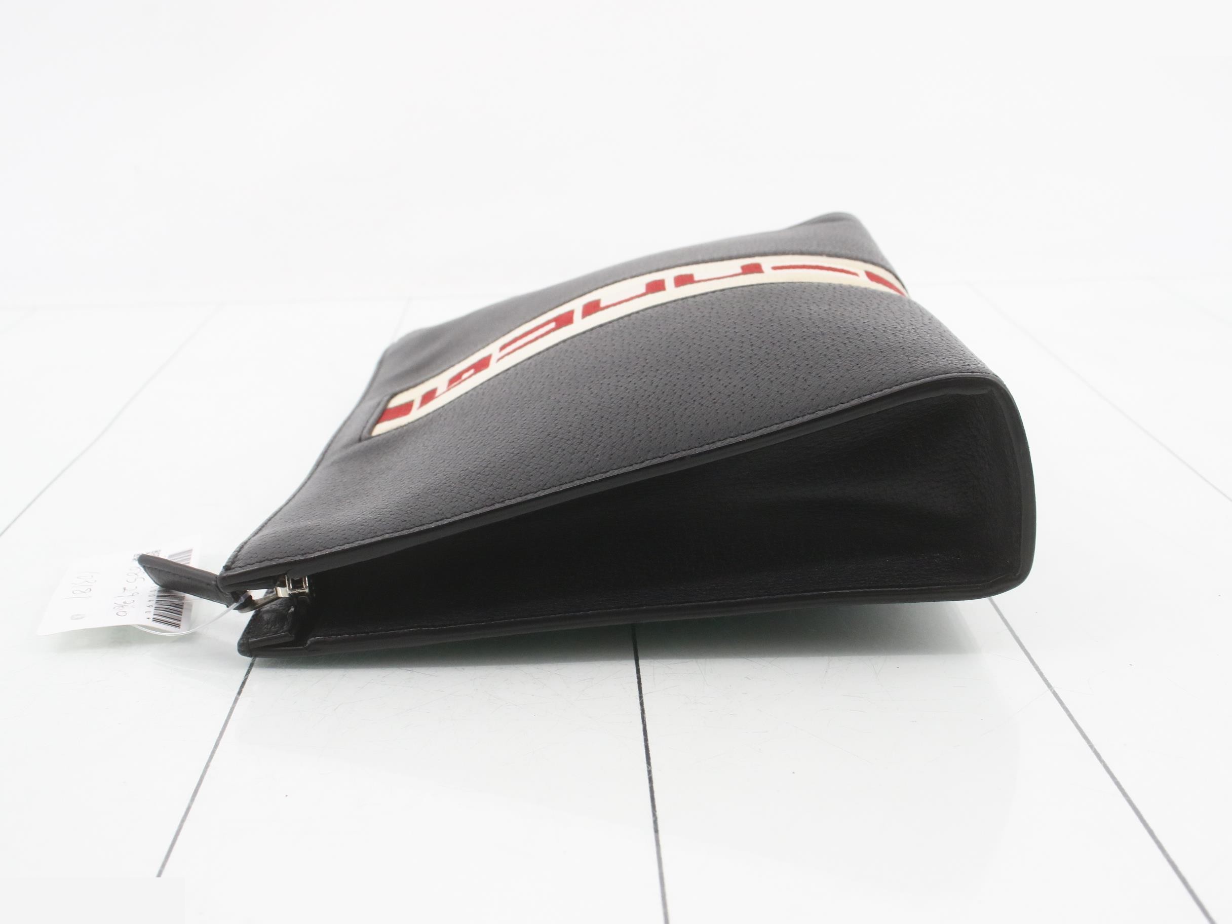 475316 Logo Clutch Bag, Leather, Black — view 4