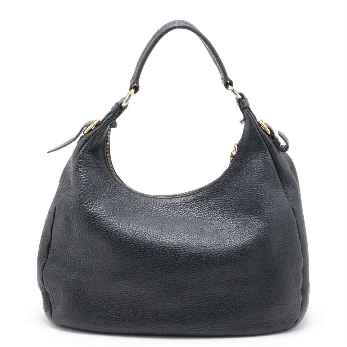Vitello Daino Leather Shoulder Bag, Black — view 2
