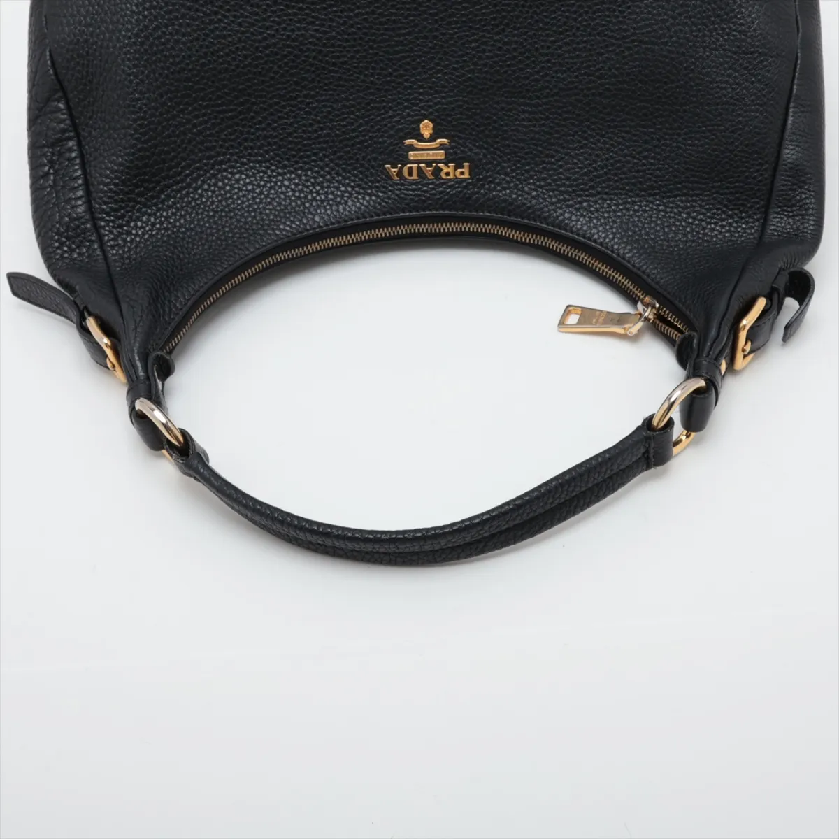 Vitello Daino Leather Shoulder Bag, Black — view 5