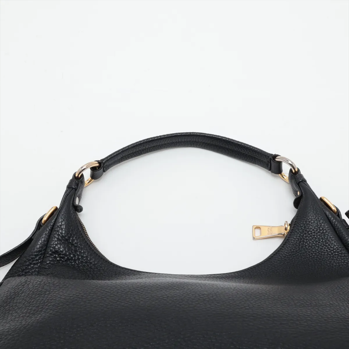 Vitello Daino Leather Shoulder Bag, Black — view 6