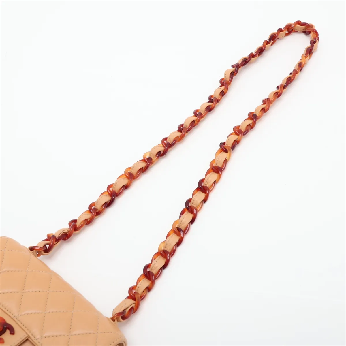 Mini Matelassé Lambskin Chain Shoulder Bag, Tortoiseshell Beige with Gold Hardware, 4842570, Series 4 — view 5