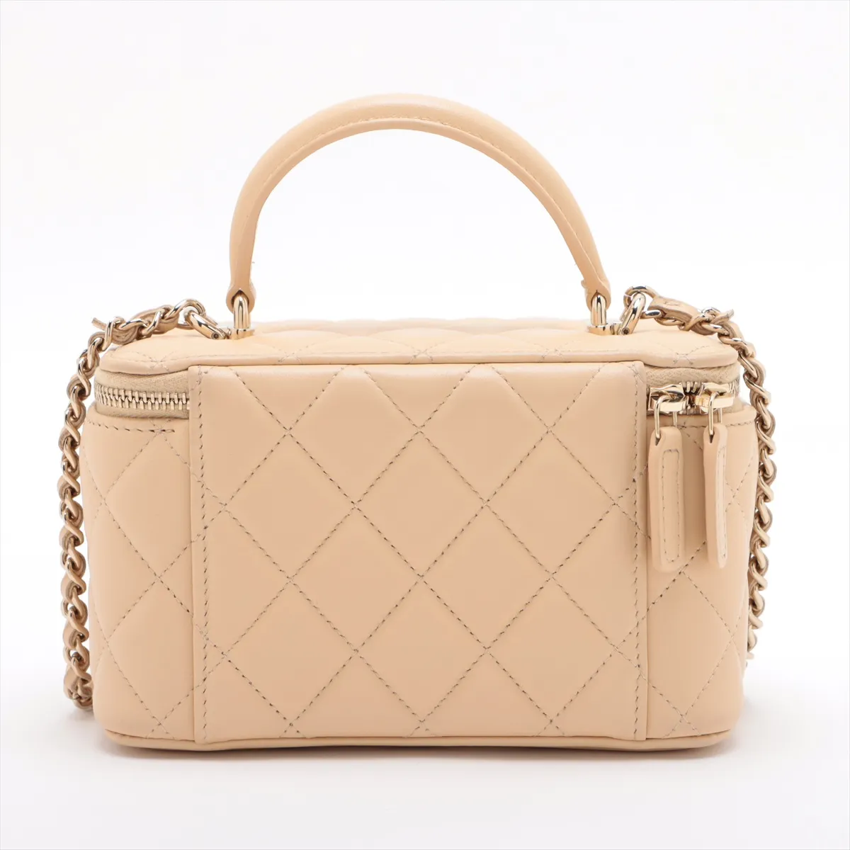 Matelasse Lambskin Chain Shoulder Bag Vanity Beige Gold Hardware T5A0232C Random Serial — view 2