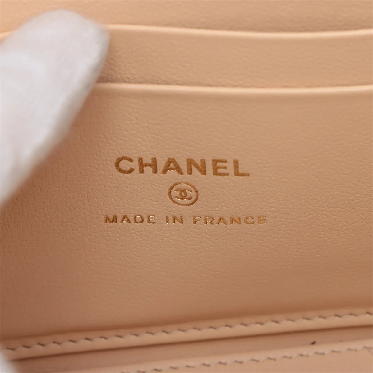Matelasse Lambskin Chain Shoulder Bag Vanity Beige Gold Hardware T5A0232C Random Serial — view 9