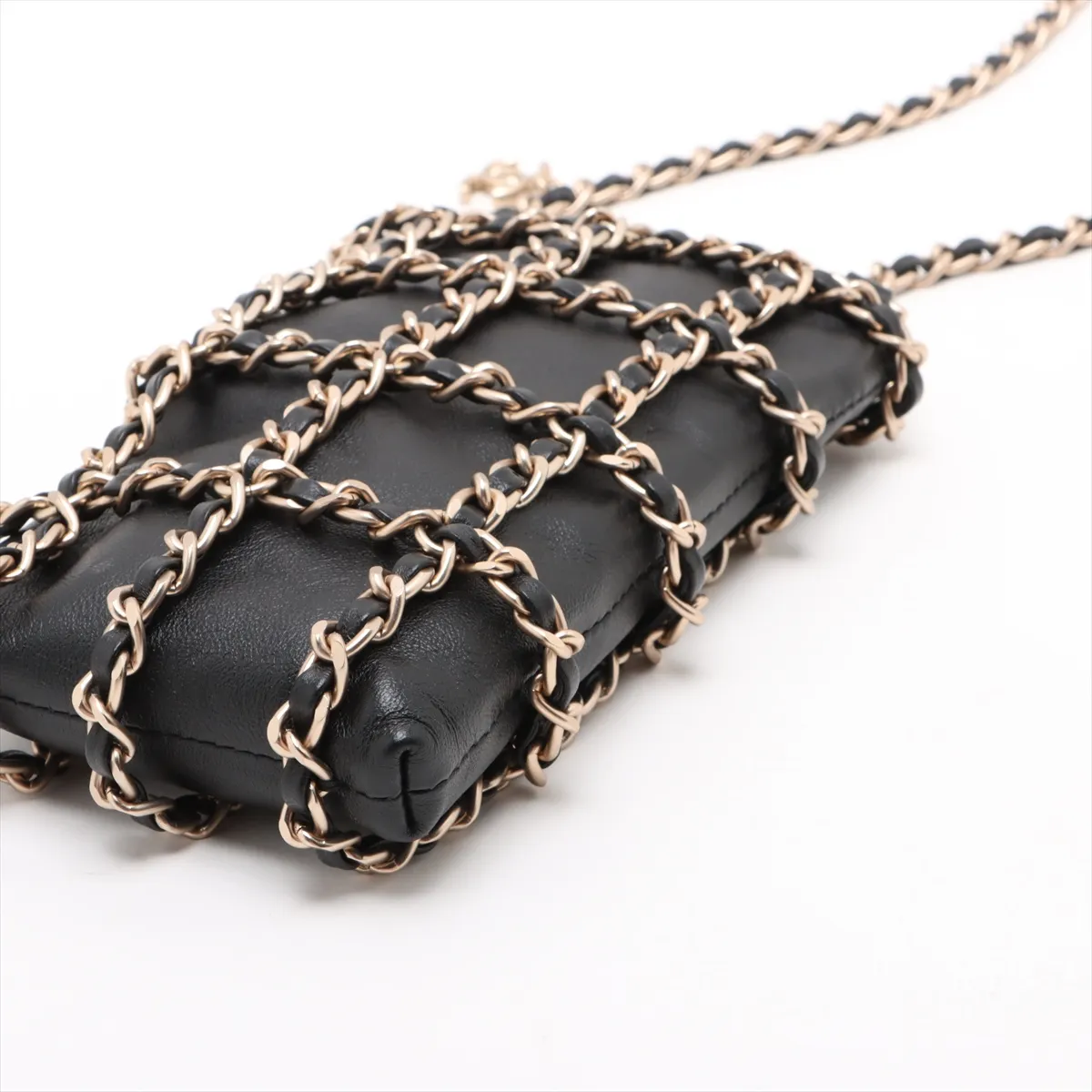 Coco Mark Lambskin Chain Shoulder Bag, Black with Gold Hardware, 28750586, serial number in the 28 range. — view 3