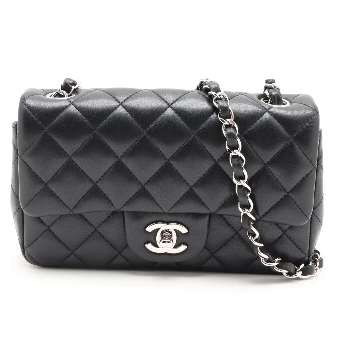 Mini Matelassé 20 Lambskin Single Flap Single Chain Bag, Black with Silver Hardware, 27125988, Serial Number 27, A69900